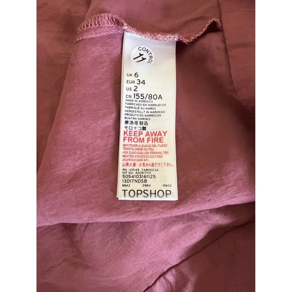 Topshop Women's Blouson Sleeve Wrap Blouse Pink Satin Size US 2 EUR 34 - Picture 11 of 12